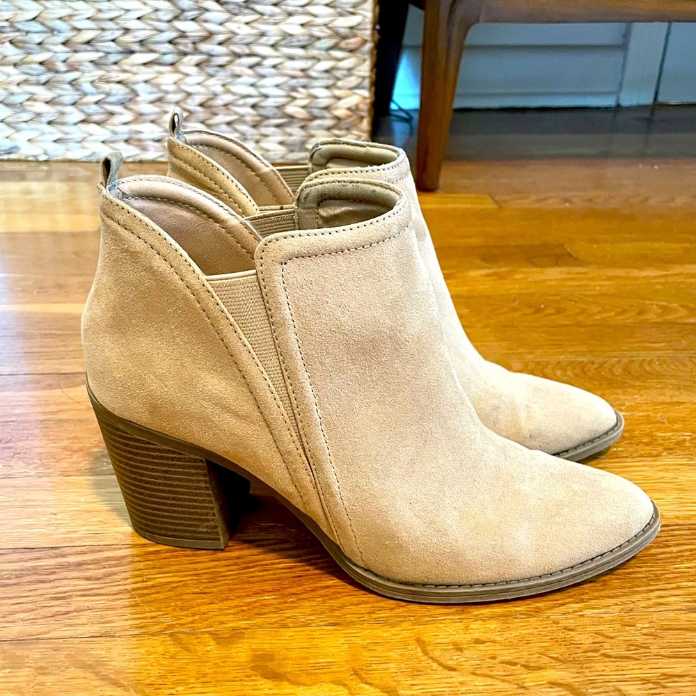 2 FOR $25 Faux Suede Neutral Heeled Booties